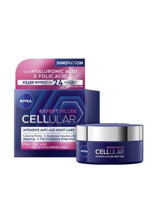 Nivea Hyaluron Cellular Filler Firming Night Cream – Anti-Age Cell-Activating Formula with Hyaluronic Acid, Magnolia Extract & Collagen Booster – 50 ml Jar for Deep-Wrinkle Care - Image 4